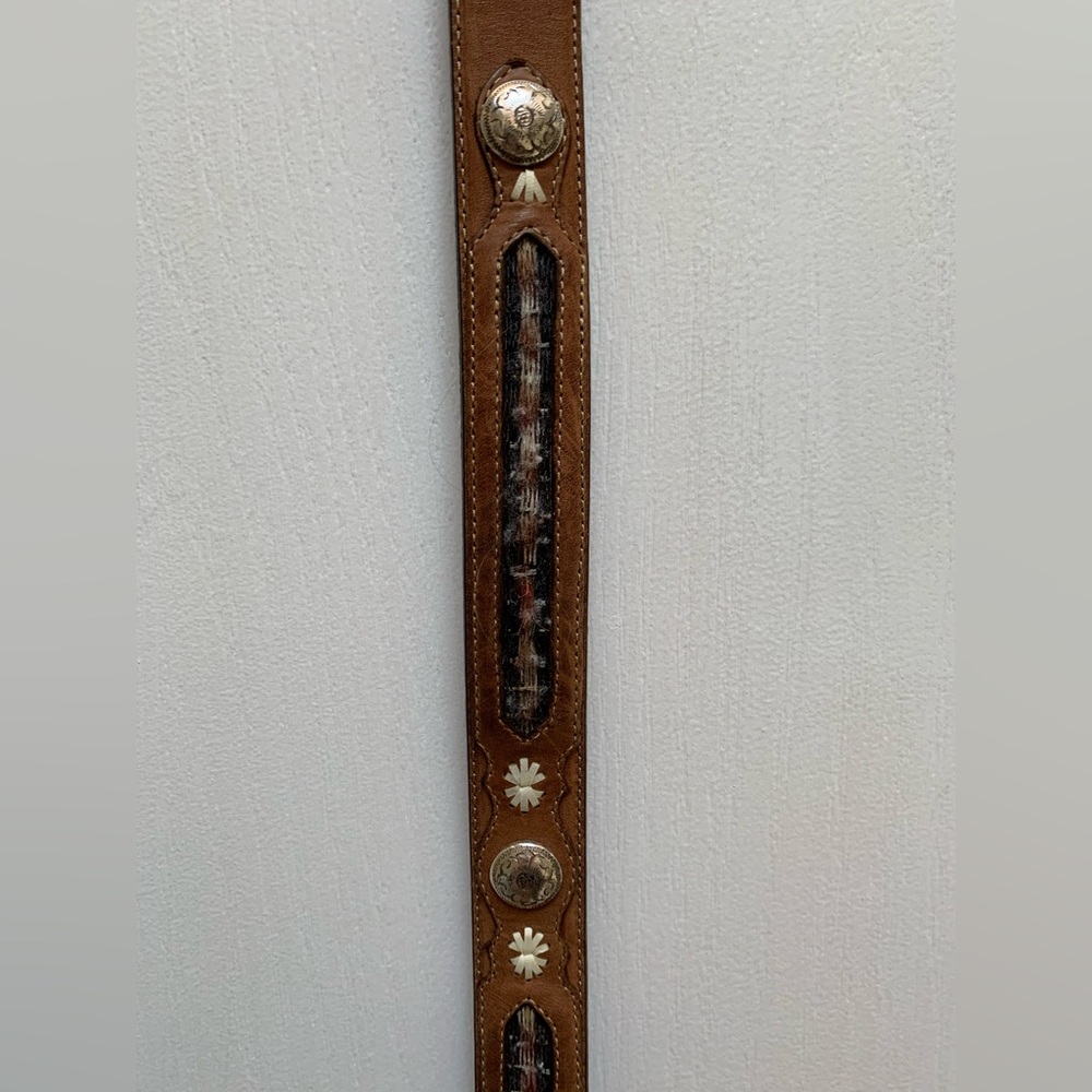 Leather and horsehair western belt